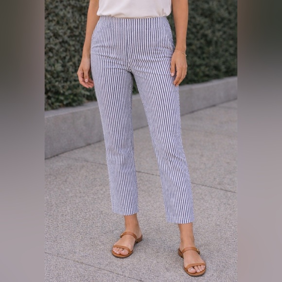 Ralph Lauren Pants - LAUREN Ralph Lauren Navy and White Striped Cropped Chino Pants